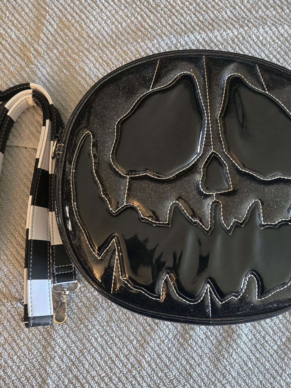 Black Halloween Pumpkin Face Crossbody Bag